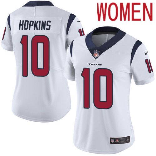 Women Houston Texans 10 DeAndre Hopkins White Nike Vapor Limited NFL Jersey